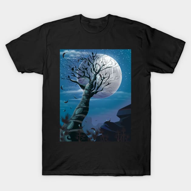 Tree under the Moonlight T-Shirt by nickemporium1